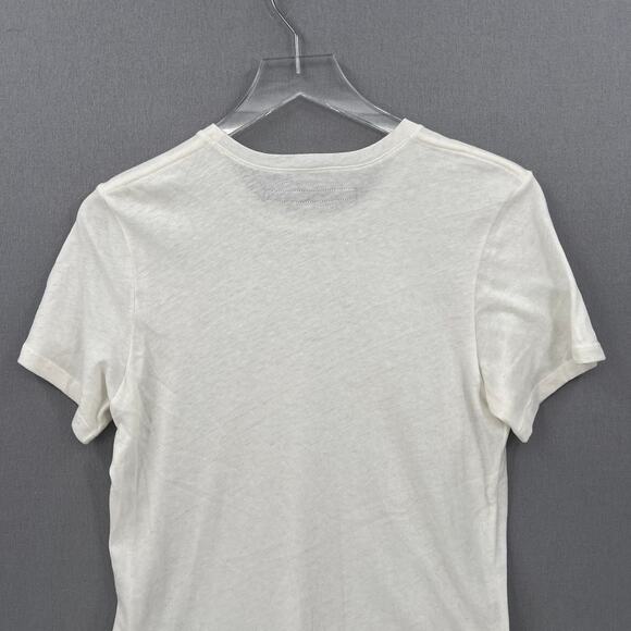 ENZA COSTA Cashmere Loose Short Sleeve Tee Womens XS Cream Crew Neck Relaxed NEW - Picture 6 of 13